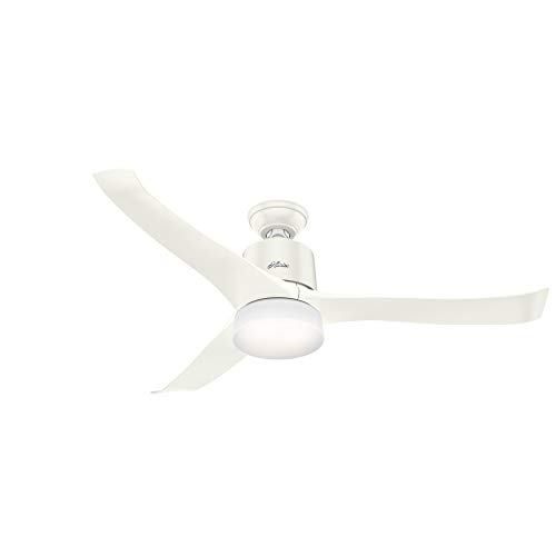 Hunter Fan Company, 59222, 54 inch Wi-Fi Symphony Fresh White Ceiling Fan with LED Light Kit and Handheld Remote, Smart Fan, Matte Nickel finish