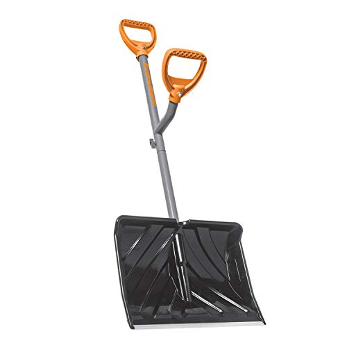 ErgieShovel ERG-SNSH18 Steel Shaft Impact Resistant Snow Shovel, 18-Inch Shovel, 48-Inch Shaft, Push/Scoop Combination Blade, Polycarbonate Shovel