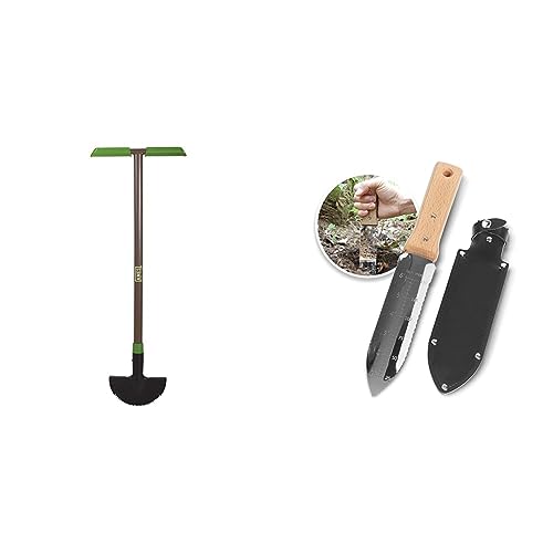 AMES 2917200 Saw-Tooth Border Edger with T-Grip, 39-Inch & NISAKU NJP650 The Original Hori Hori Namibagata Japanese Stainless Steel Weeding Knife, 7.25-Inch Blade