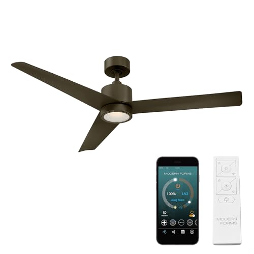 Lotus Smart Indoor and Outdoor 3-Blade Ceiling Fan 54in Bronze with 3000K LED Light Kit and Remote Control works with Alexa, Google Assistant, Samsung Things, and iOS or Android App