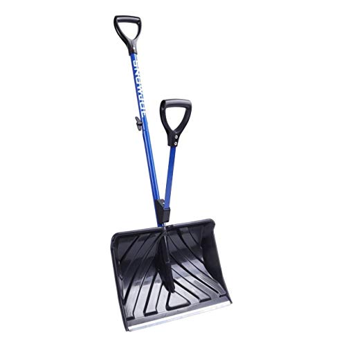 Snow Joe Shovelution Strain-Reducing Snow Shovel w/Spring Assisted Handle, Blue (18-Inch, Original)