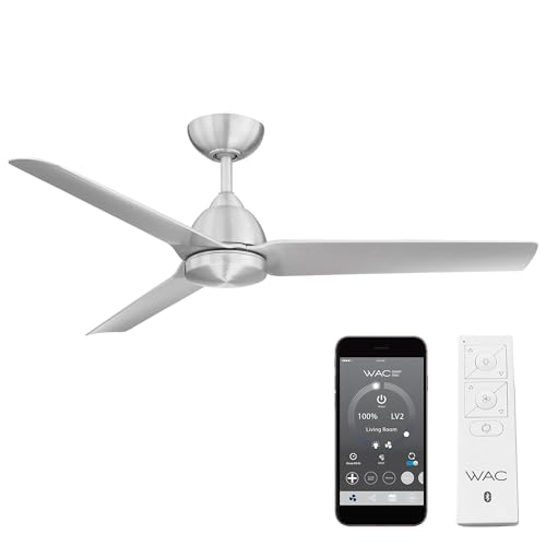 WAC Smart Fans Mocha Indoor and Outdoor 3-Blade Smart Home Ceiling Fan 54in Brushed Aluminum with Remote Control works with Alexa and iOS or Android App