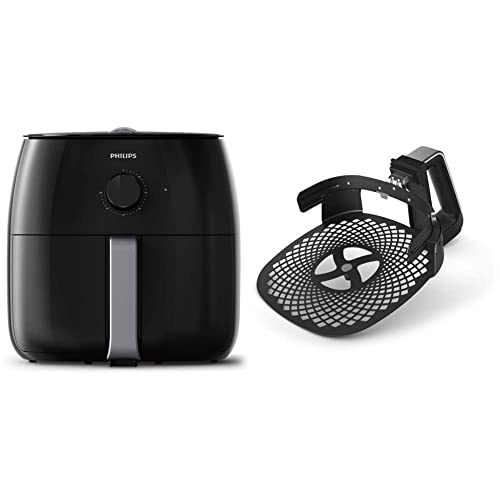 Philips Premium Airfryer XXL with Fat Removal Technology, Black, HD9630/98 and Philips Kitchen Appliances Pizza Master Accessory Kit for Philips Airfryer XXL Models, Black, HD9953/00