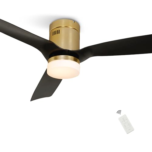 SMAAIR 52 Inch Smart Ceiling Fans with Lights and Remote, 10-speed Reversible DC Motor Works with Remote Control/Alexa/Google Assistant/Siri Shortcuts (52 Inch, Gold/Black)