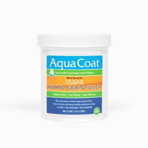 Aqua Coat Water Based Wood Grain Filler Gel, Fast Drying, Low Odor Clear Wood Filler, Non Toxic, Environmentally Safe. (Pint)