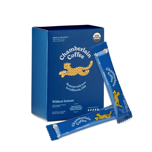 Chamberlain Coffee Wildcat Instant Sticks - Organic Medium Roast Instant Coffee Packets - 10 Servings