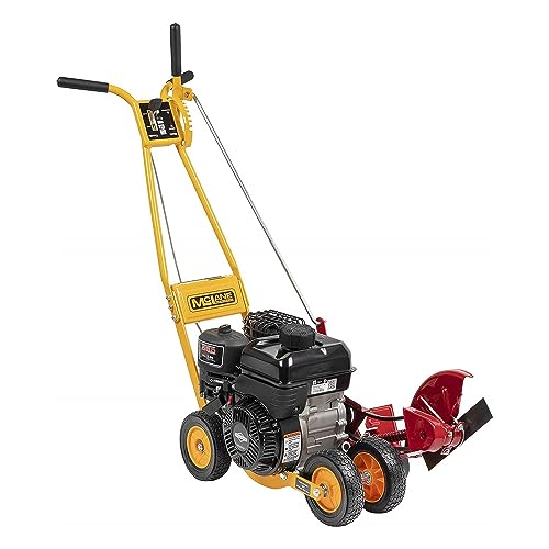 McLane 9 Inch Gas Powered Walk Behind Lawn Edger with 4 Rubber Wheels, 5.50 Gross Torque Engine and Spring Steel Blade, Powder Coat Finish, Red/Yellow