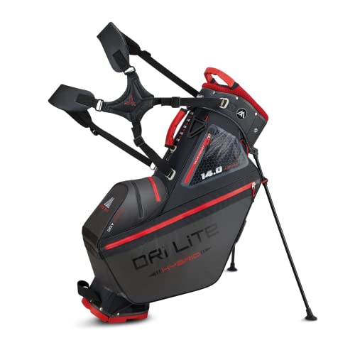 Big Max Dri Lite Hybrid Tour Stand Bag - Water-Repellent, Ultra-Lightweight & Push Cart-Compatible Golf Bag (Black)