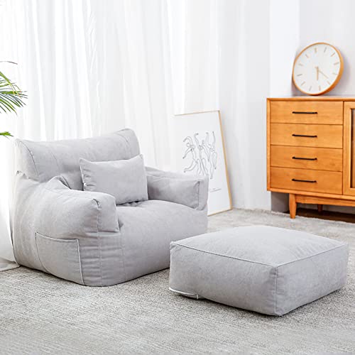 HWOEK Sofa Lazy Sack - Ultra Soft Bean Bags Chairs Lazy Lounger Tatami (No Filler) Lounger Seat Bean Bag Cover Soft Beanbag Chair for Adult Teen Children,Light Gray