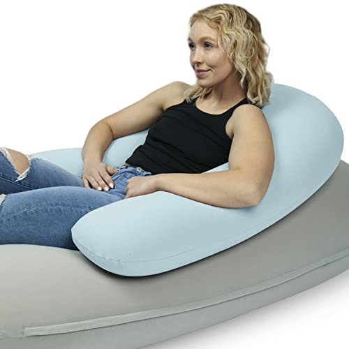 Moon Pod Crescent Backrest for Bean Bag Chair, Blue - The Zero-Gravity Beanbag for Stress, Anxiety, & All Day Deep Relaxation - Ultra Soft & Ergonomic Support for Back & Neck - for The Whole Family