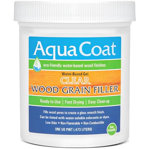 Aqua Coat Water Based Wood Grain Filler Gel, Fast Drying, Low Odor Clear Wood Filler, Non Toxic, Environmentally Safe. (Pint)