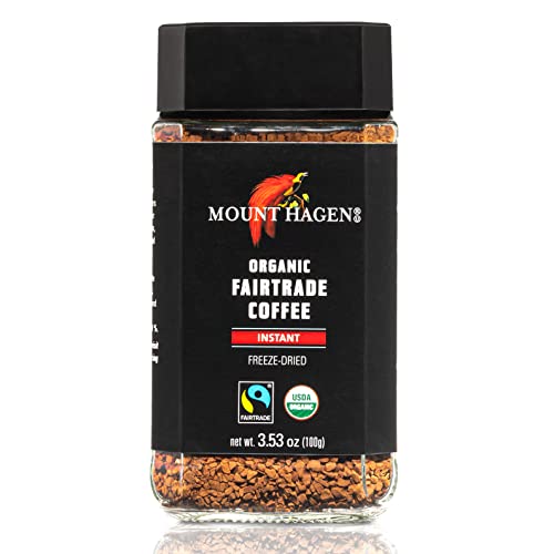 Mount Hagen 3.53oz Organic Freeze Dried Instant Coffee | Eco-friendly Coffee Made From Organic Medium Roast Arabica Beans | Organic, Fair-Trade Coffee Instant [3.53oz Jar]