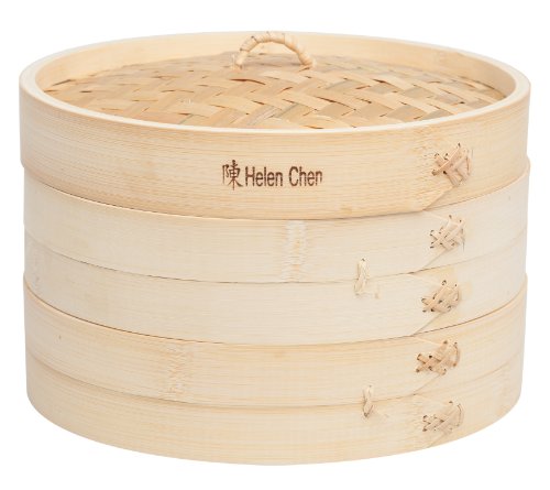 Helen’s Asian Kitchen Bamboo Food Steamer with Lid, 10-Inch