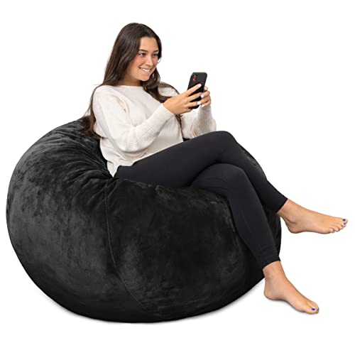 Milliard Big Ultra Supportive Stuffed Bean Bag Chair Couch for Adults and Kids Filled with Shredded Foam (Black)