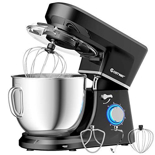 COSTWAY Stand Mixer, 6-Speed 7.5 QT Tilt-head Electric Kitchen Food Mixer 660W with Stainless Steel Bowl, Dough Hook, Beater, Whisk