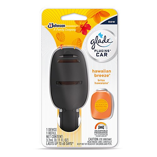 Glade PlugIns Car Air Freshener Starter Kit, Hawaiian Breeze, 0.11 Fl Oz